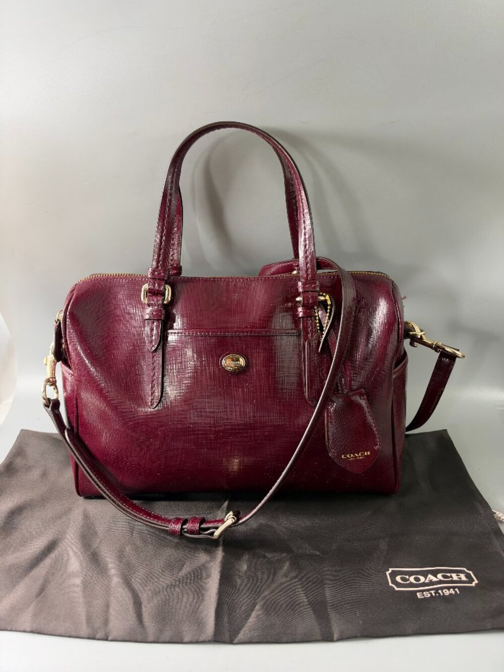 Authentic Coach F31403 Deep Burgundy Peyton Nancy Satchel/Shoulder Bag
